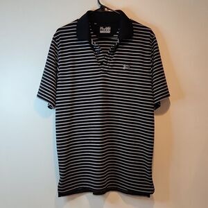 Under Armour Heat Gear Polo Shirt Men's Size Med Black/White Stipe EUC NICE!